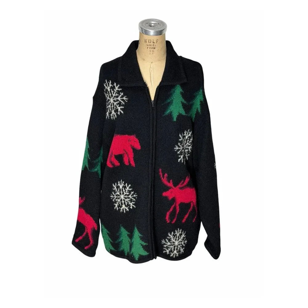 1990s boiled wool cardigan sweater coat by Marisa Christina Size L/XL - Picture 1 of 11